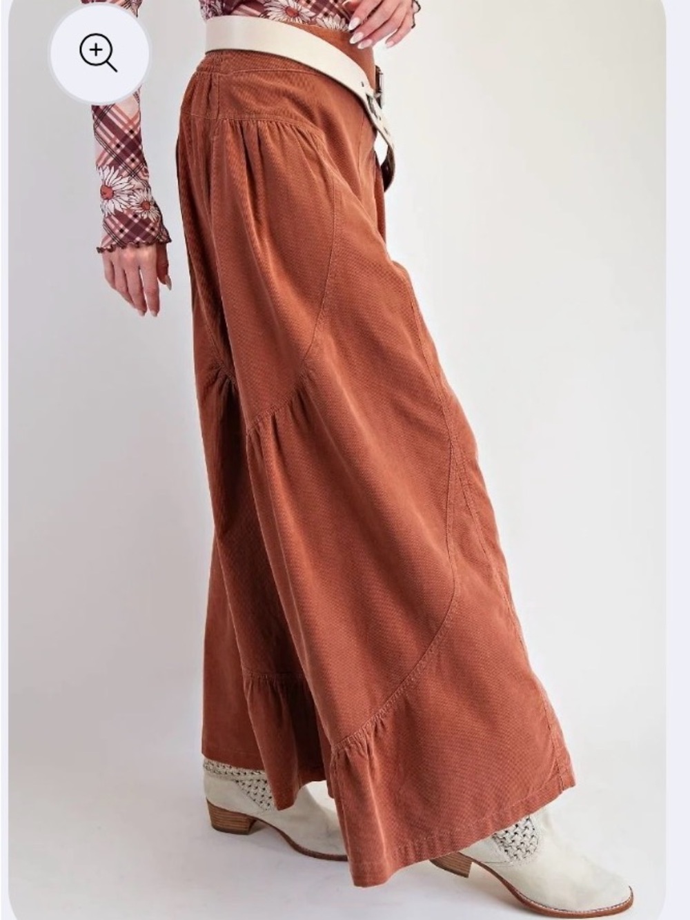 NWT Easel Brick Baby Corduroy Washed Palazzo Pants Sz M